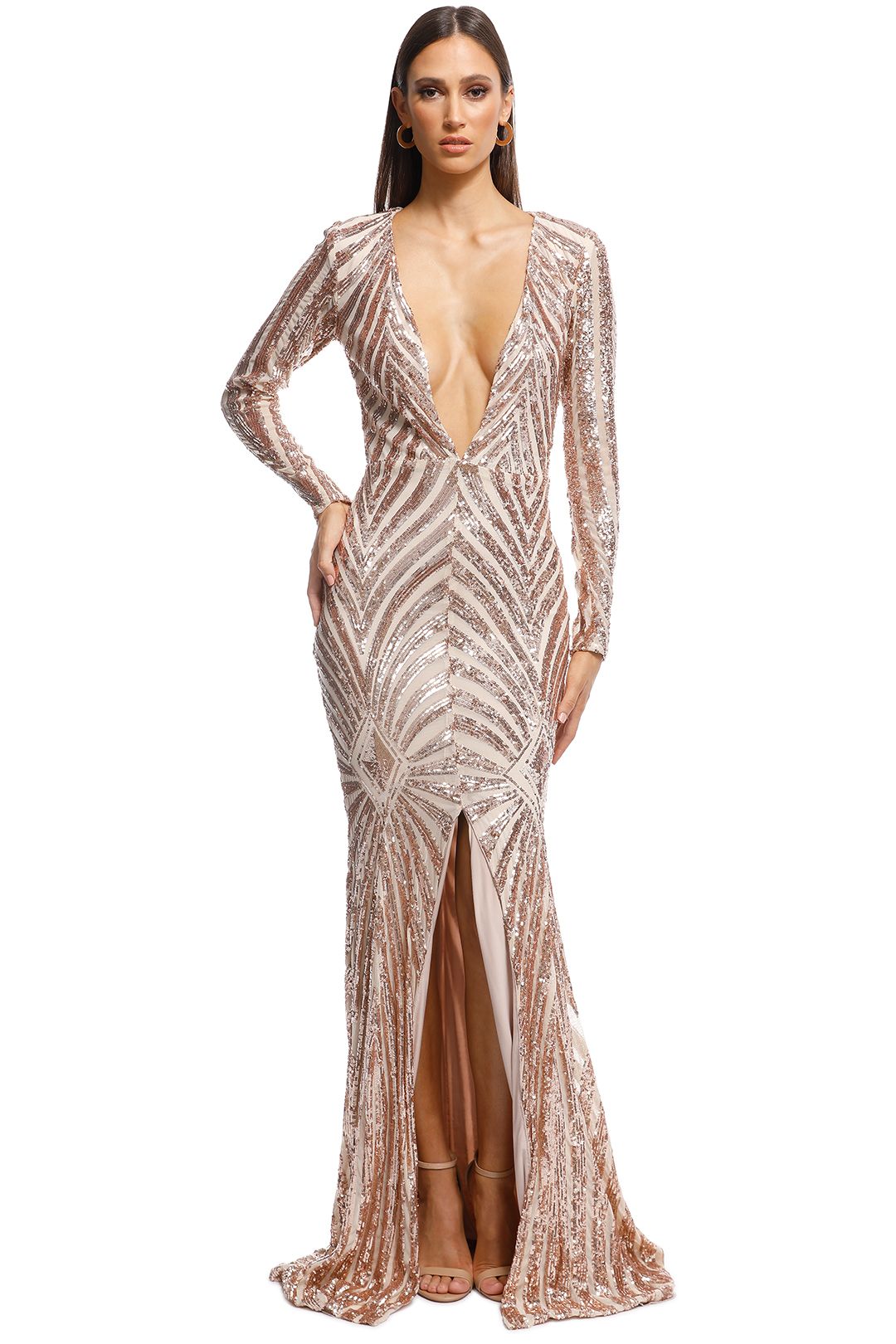 Art Deco Sequin Gown in Gold by Ae ...